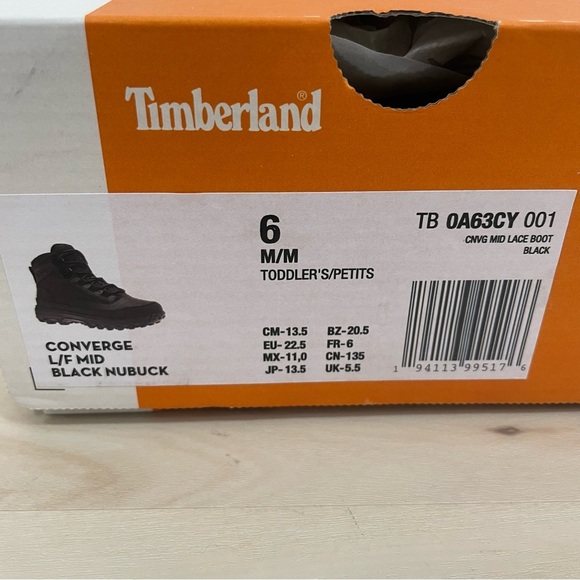 NEW Timberland Toddler Infant Size 6 Converge Mid Hiking Boots TB0A63CY001 Black - Picture 3 of 12